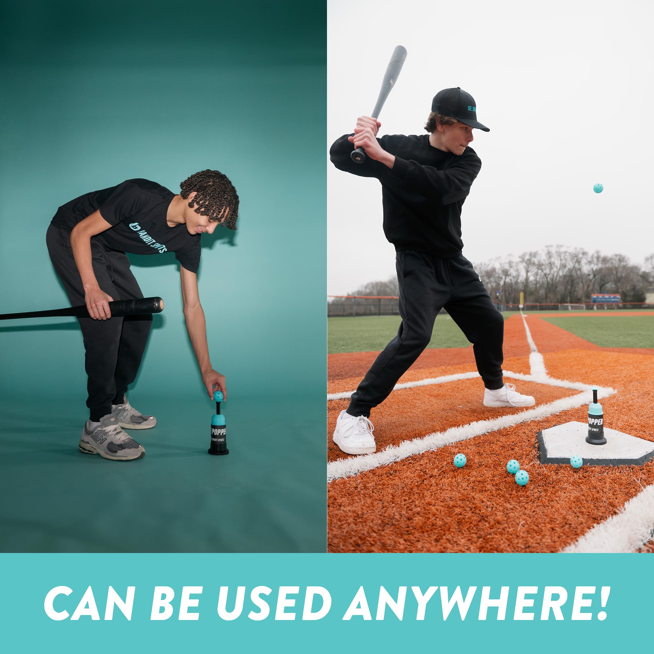 Bandit Sports Popper Plastic Baseballs, Made of Impact-Resistant and Rebounding Material, Perfect Practice Baseballs & Hitting B