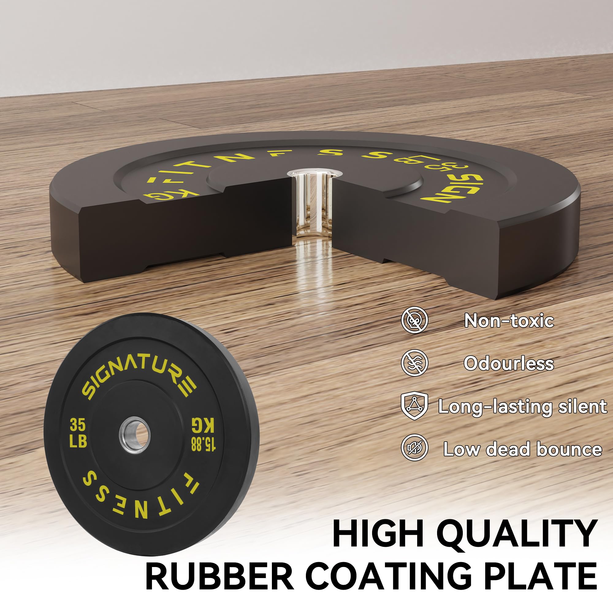 Fitvids 2'' Olympic Bumper Plate Weight Plates With Steel Hub, 120-Pound Set, 2X 10Lb, 2X 15Lb, 2X 35Lb