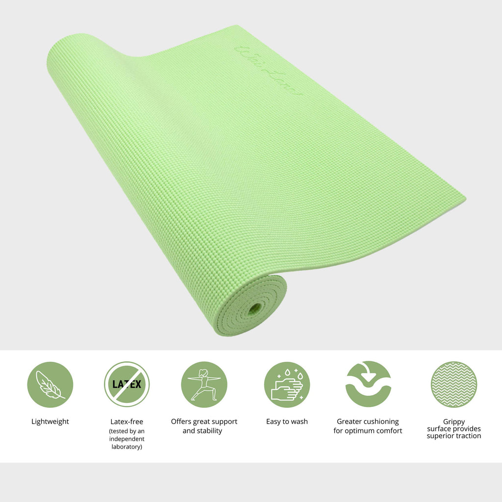 Wai Lana Yoga And Pilates Mat (Color: Mint)- 1/4 Inch Extra Thick Non-Slip Stylish, Latex-Free, Lightweight, Optimum Comfort