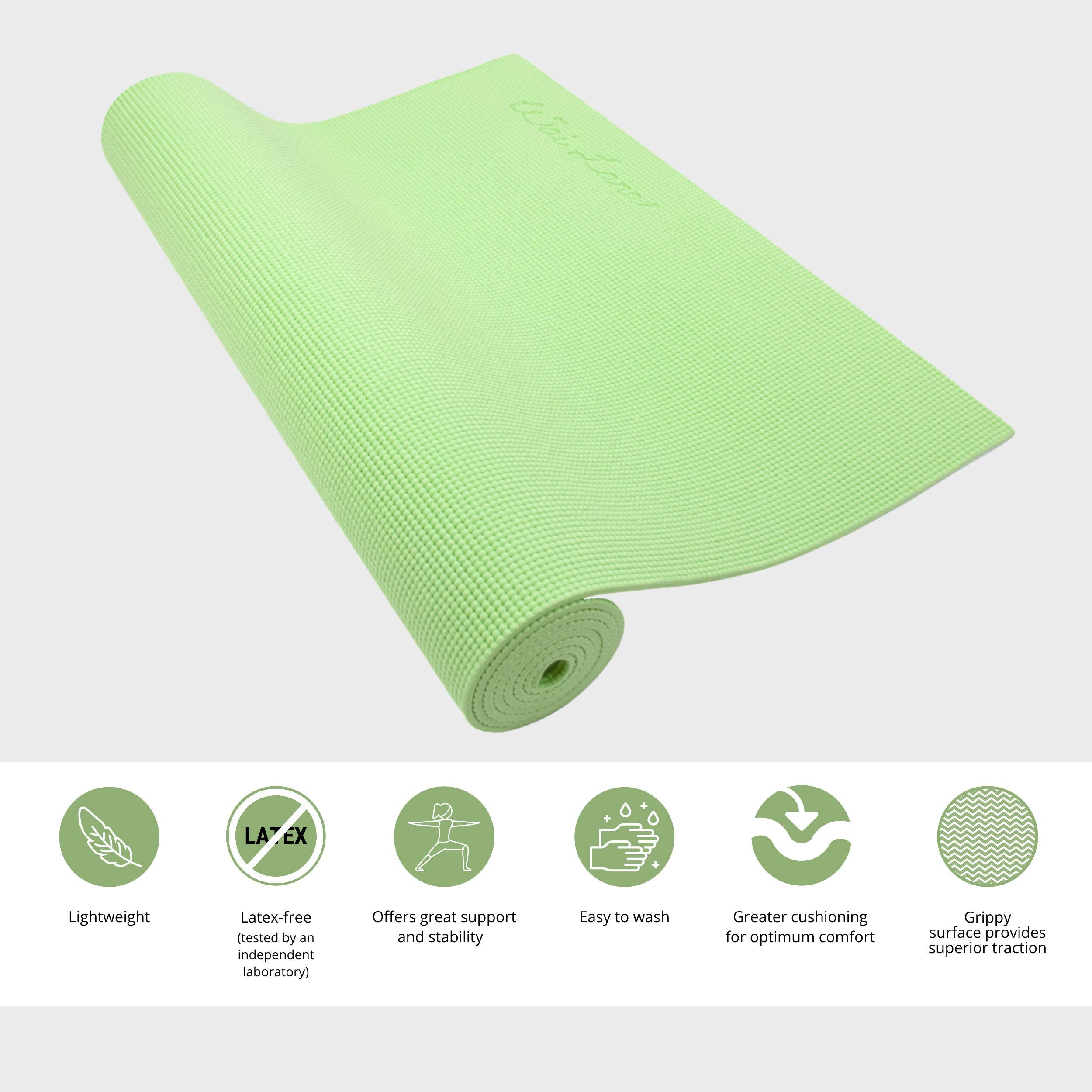 Wai Lana Yoga And Pilates Mat (Color: Mint)- 1/4 Inch Extra Thick Non-Slip Stylish, Latex-Free, Lightweight, Optimum Comfort