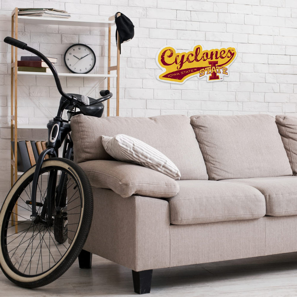 Rico Industries Ncaa Iowas State Cyclones Distressed Shape Cut Pennant - Home And Living Room D  Cor - Soft Felt Ez To Hang