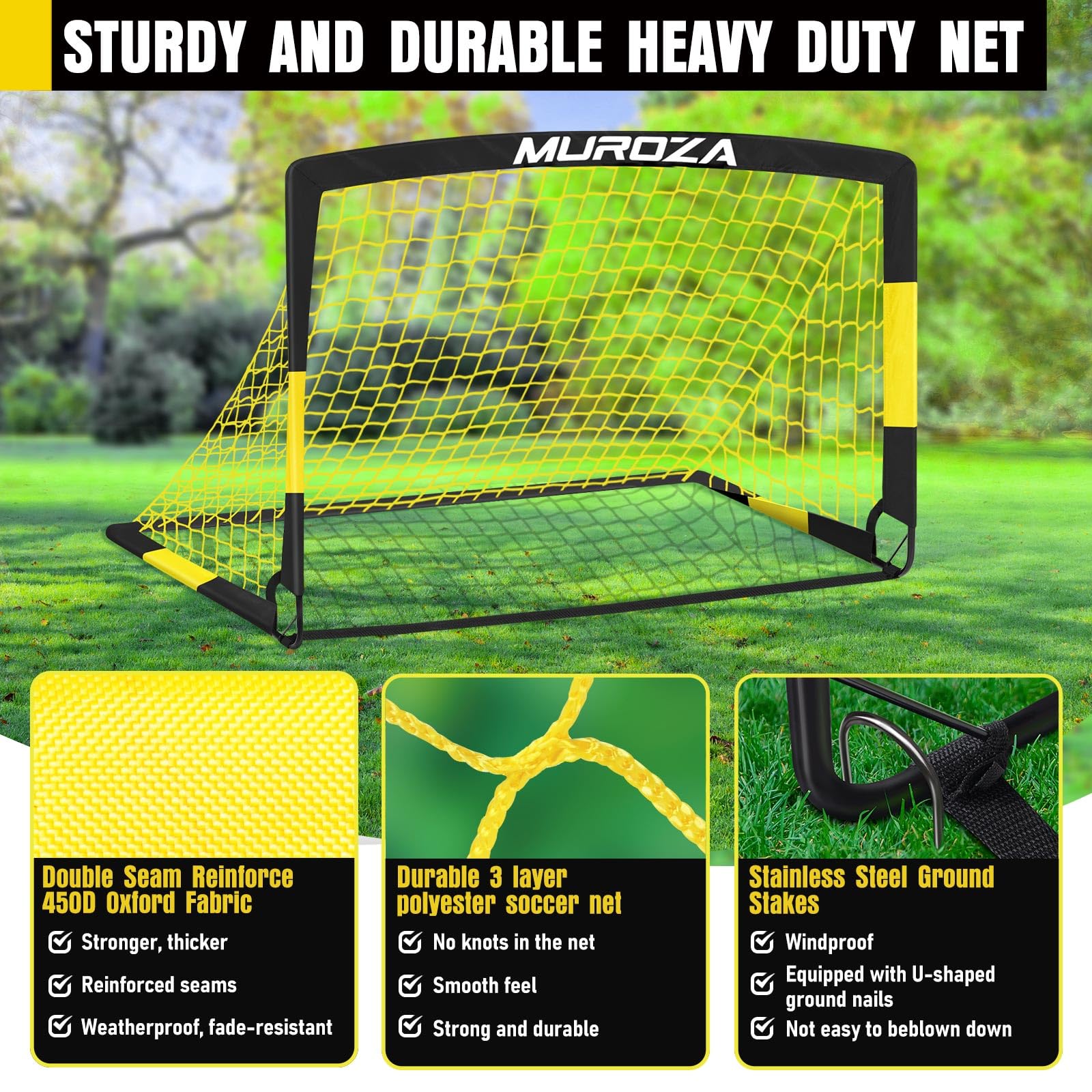 Kids Soccer Goals For Backyard Set, 2 Pack Of 4X3 Ft Portable Pop Up Soccer Nets With Soccer Ball, Cones, Complete Training Equi