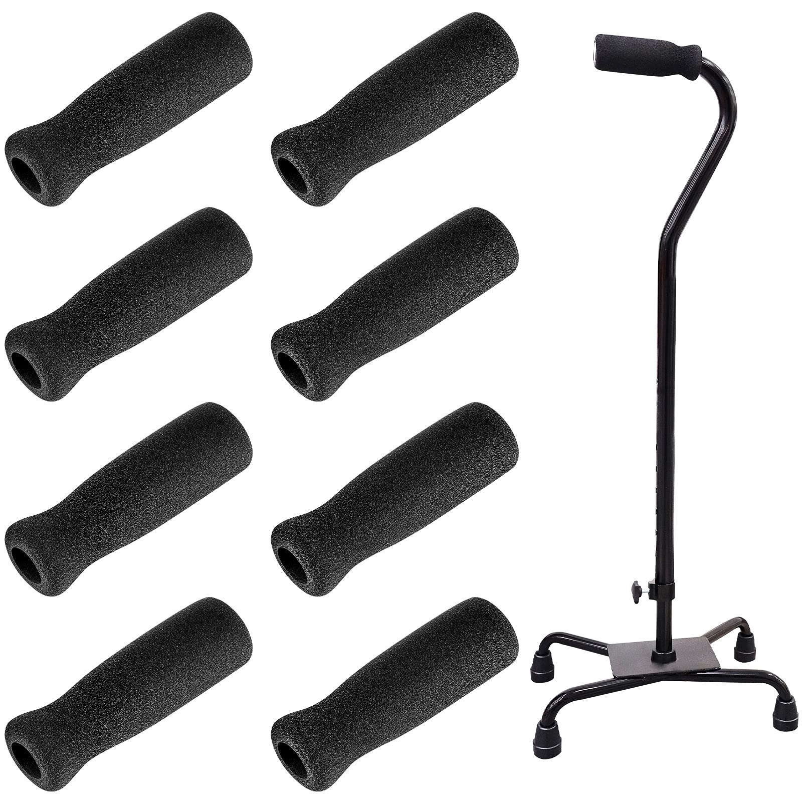 Timtin Foam Cane Handle Grip Replacement Offset Walking Hand Foam Handle for Bicycle Handlebars 4.53 x 0.98 x 0.98 Inch, Black(8