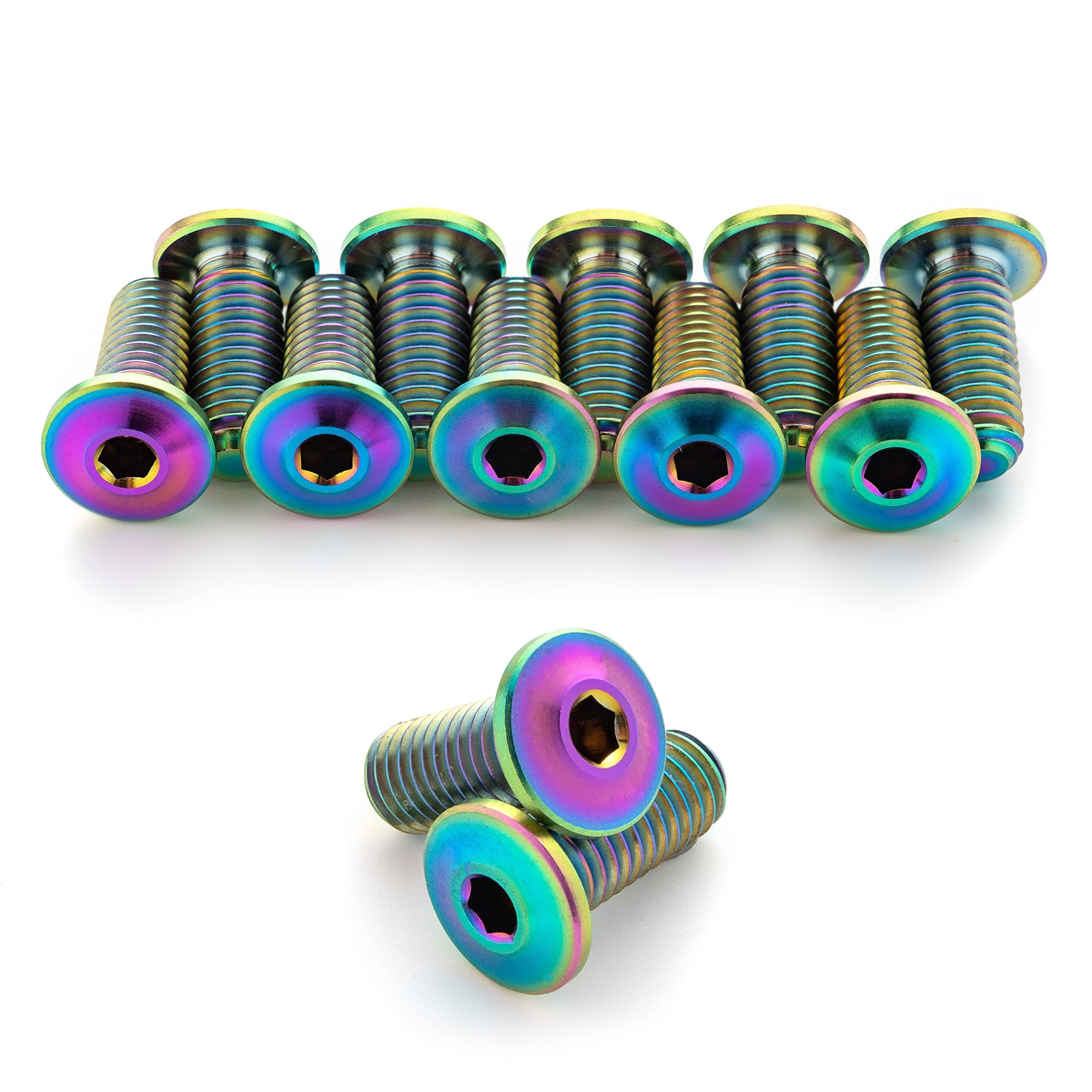 Terske Ultra-Low Profile Superlight Oil Slick Titanium Bottle Cage Bolts: 8-Pack