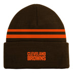 Nfl Kids Youth 8-20 Official Cold Weather Striped Cuffed Knit Beanie Hat (Us, Alpha, One Size, Cleveland Browns)