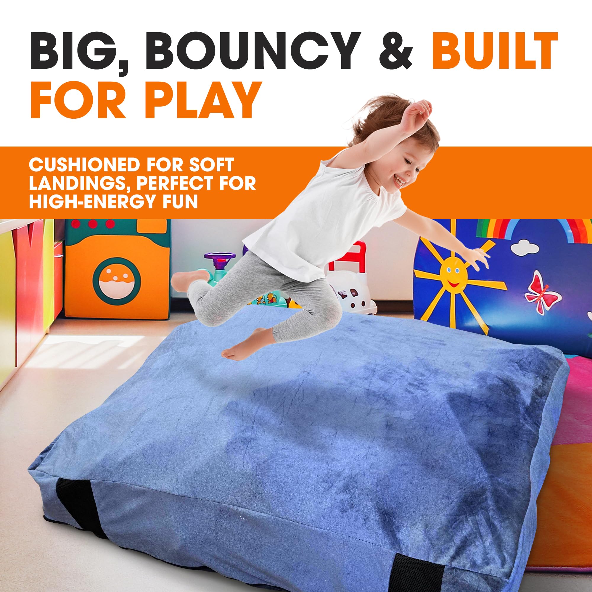 Cheer Collection Crash Pad - Crash Pads for Kids Sensory with Washable Cover - Sensory Room Must Haves - Crash Mat (4 x 4 FT)