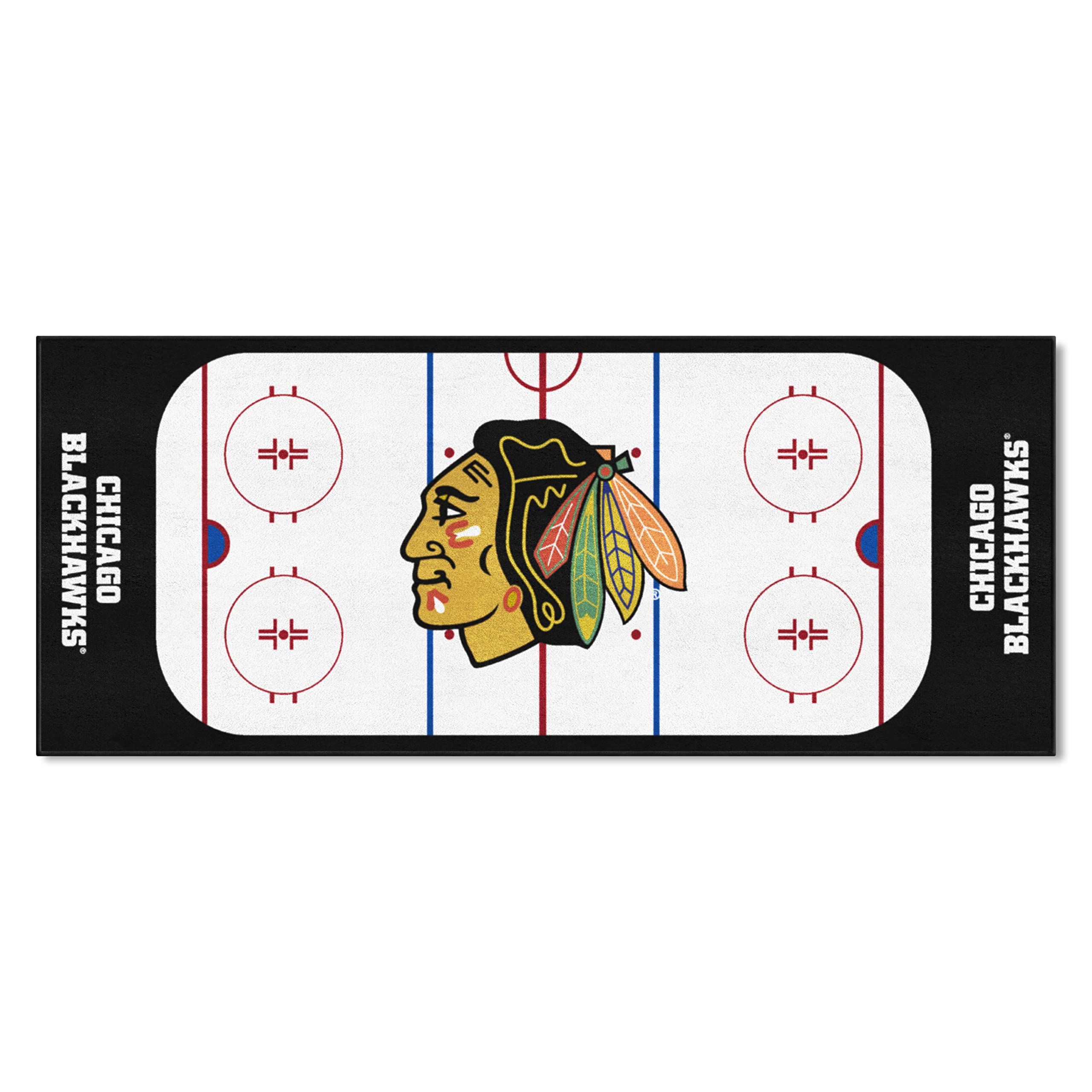 FANMATS 10374 NHL Chicago Blackhawks Nylon Face Football Field Runner , Team Color , 30x72