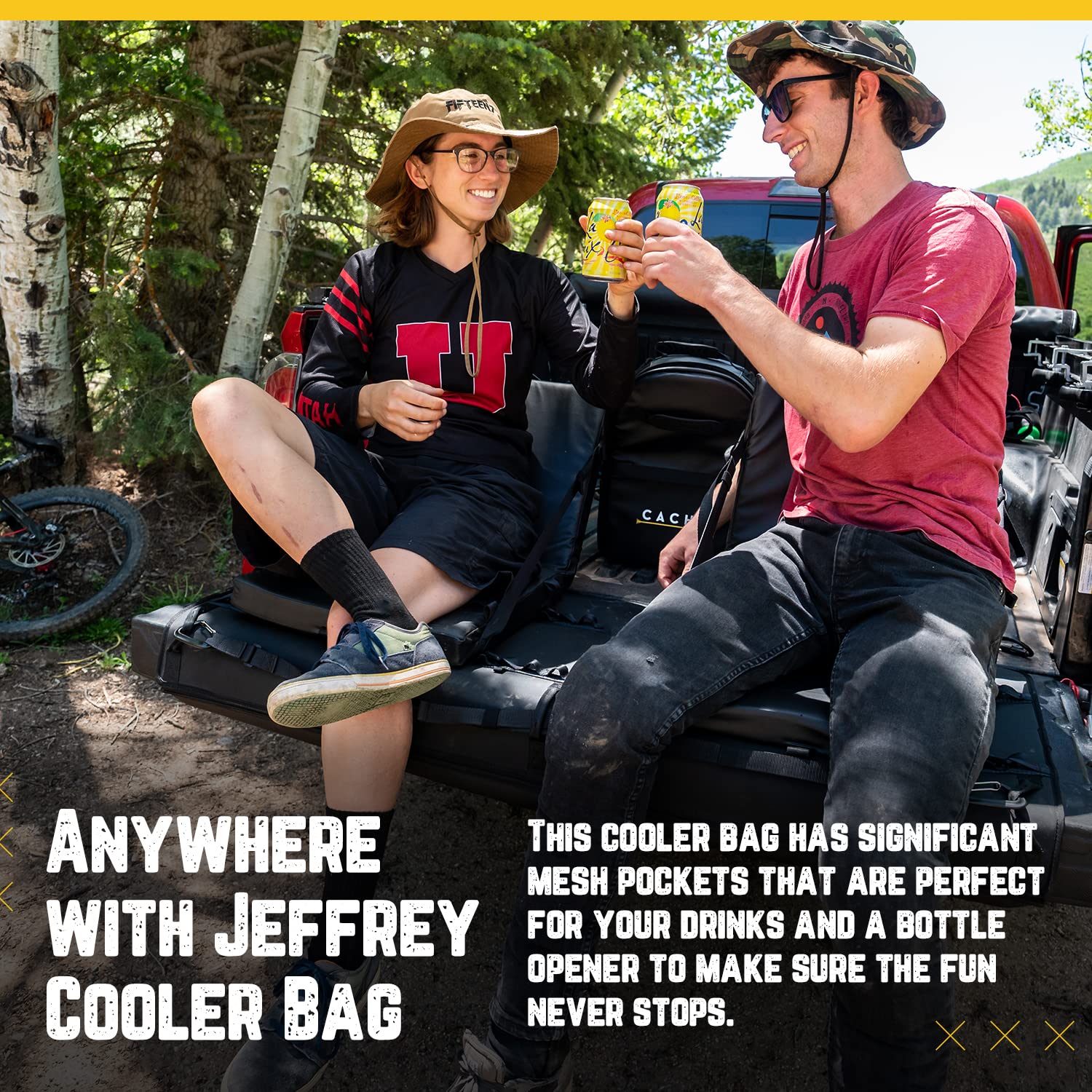 Insulated Cooler Bag - Mesh Pockets For Drinks And Bottle Opener - Removable Strap - Portable Messenger Bag - Lunch Bag For Hiki