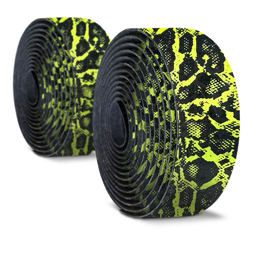 Alien Pros Bike Handlebar Tape Carbon Fiber (Set Of 2) Black Yellow - Enhance Your Bike Grip With These Bicycle Handle Bar Tape 