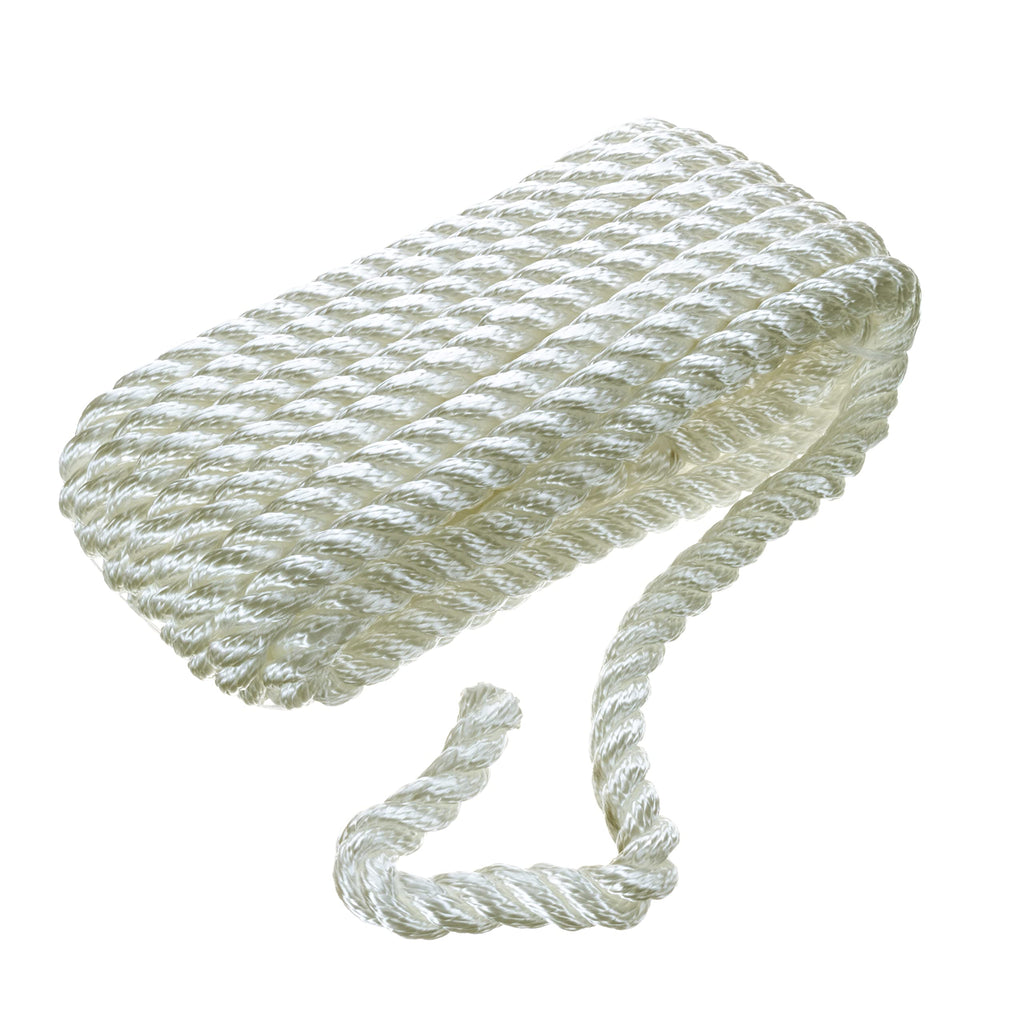 Seachoice 42561 Dock Rope For Boating - 3-Strand Twisted Nylon Dock Line, -Inch X 20 Feet, White