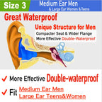 Waterdam Swimming Ear Plugs Great Waterproof Ultra Comfy Earplugs Prevent Swimmer'S Ear (Size 3+3+3: Medium Ear Men & Large Ear