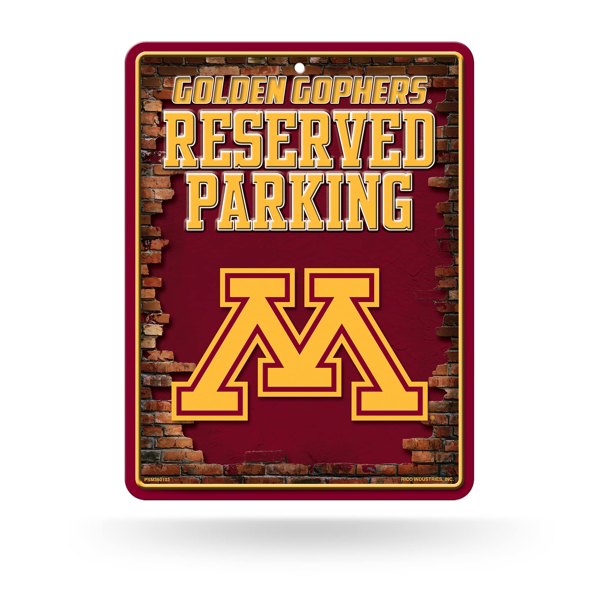 Rico Industries NCAA Minnesota Golden Gophers Metal Parking Sign 8.5 x 11 - Great for Man Cave, Bed Room, Office, Home D  cor