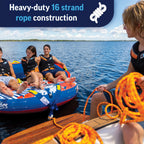 Wow Sports 6K 60 Ft. Tow Rope With Floating Foam Buoy 1 2 3 Or 4 Person Tow Rope For Boating, 11-3020