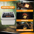 Se 4 Wicks Survival Candle In Tin Box, 48 Total Hours/12 Hours Per Wick Top Layer Soy Wax, Great Light Source Gear For Survival,