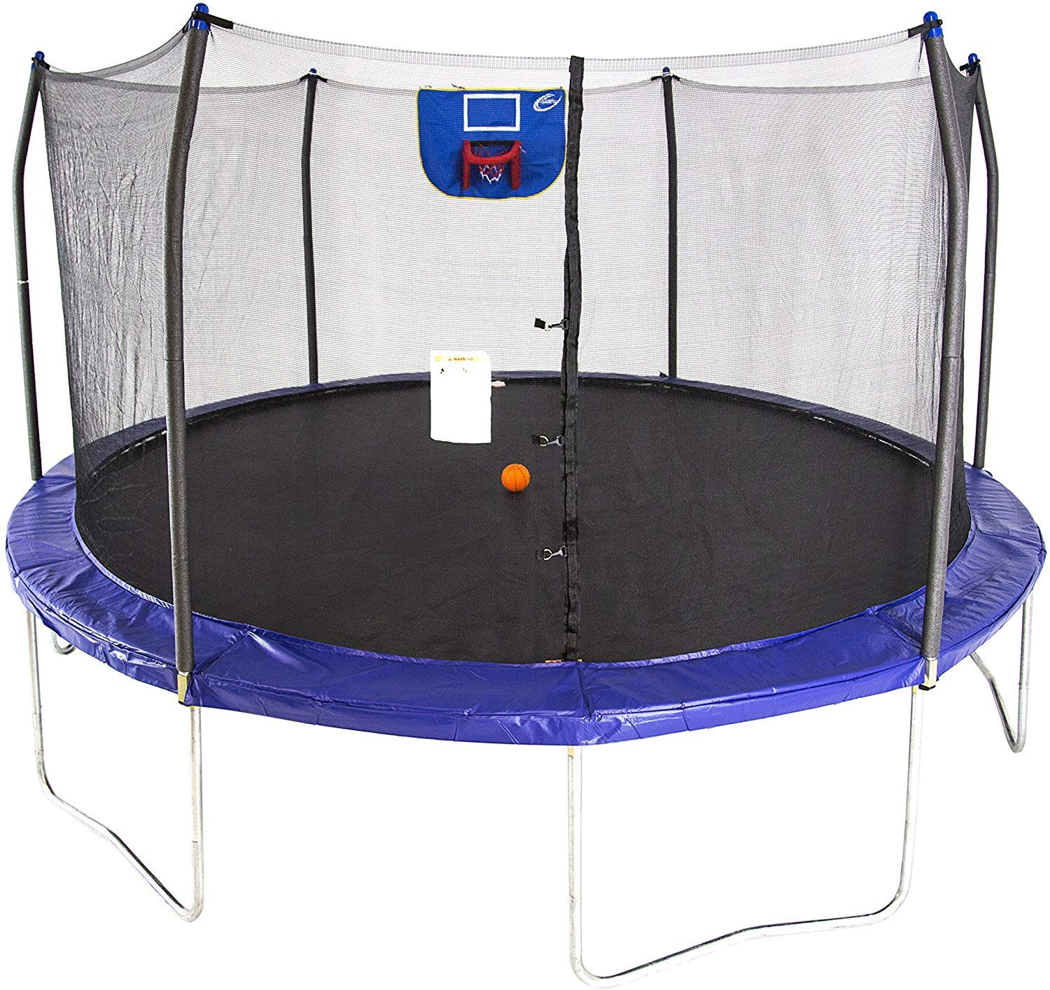 Skywalker Trampolines 15-Foot Jump N Dunk Round Trampoline with Enclosure Net - Basketball Trampoline