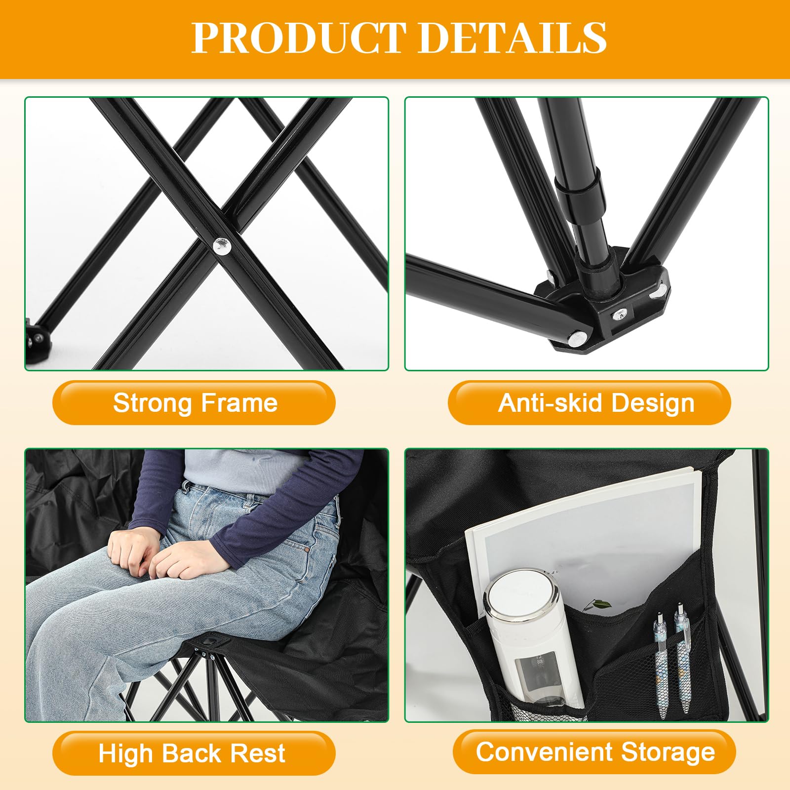 Kigley Portable 4 Seat Soccer Bench Chairs Foldable Team Sports Bench With Pockets And Carrying Bag For Camping Soccer Sports Te