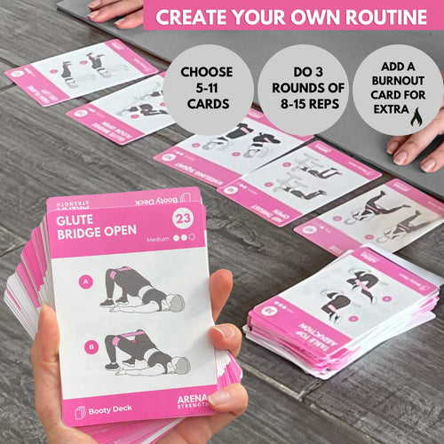 Arena Strength Booty Fitness Workout Cards- Instructional Fitness Deck For Booty Band Workouts, Beginner Fitness Guide For Resis