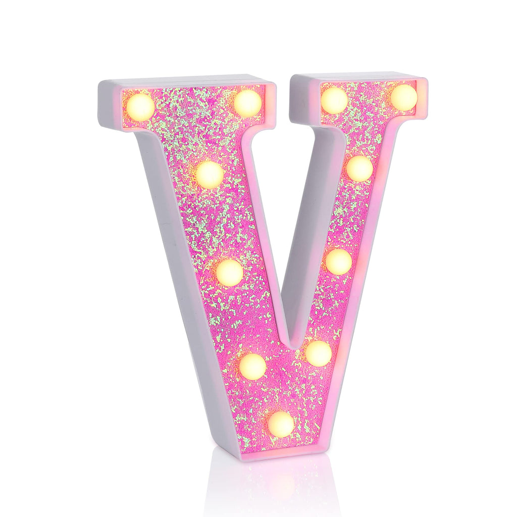 Foaky Led Letter Lights Sign Light Up Pink Letters Glitter Alphabet Letter Sign For Night Light Weddingbirthday Party Battery Po