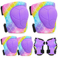FIODAY Knee Pads for Kids Adjustable Kids Knee Pads and Elbow Pads with Wrist Guard for Girls Roller Skates Cycling Bike Skatebo