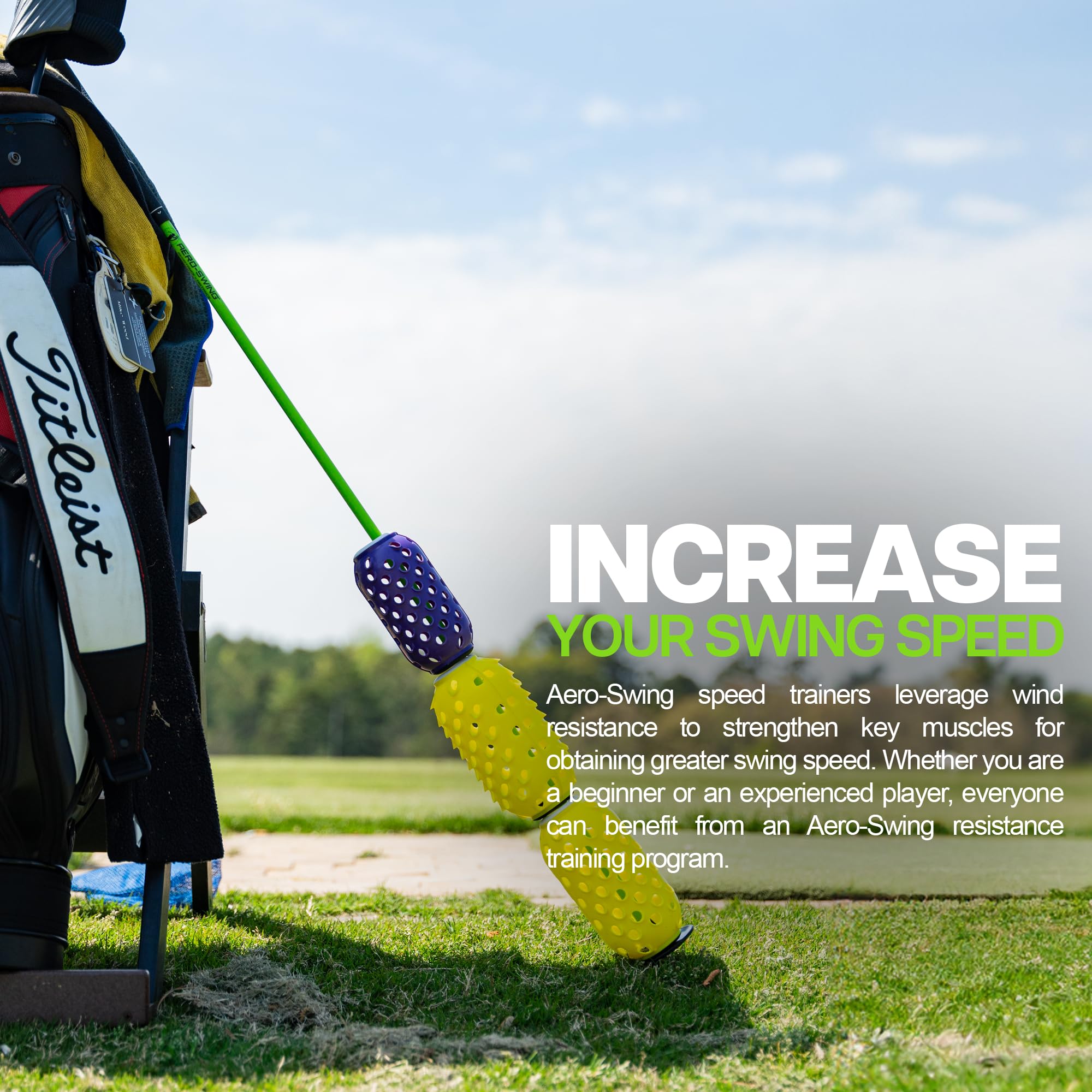 Aero-Swing Golf Swing Speed Trainer Aid And Golf Swing Speed Stick Shaft 39 Inches, Golf Swing Speed Training Practice Equipment