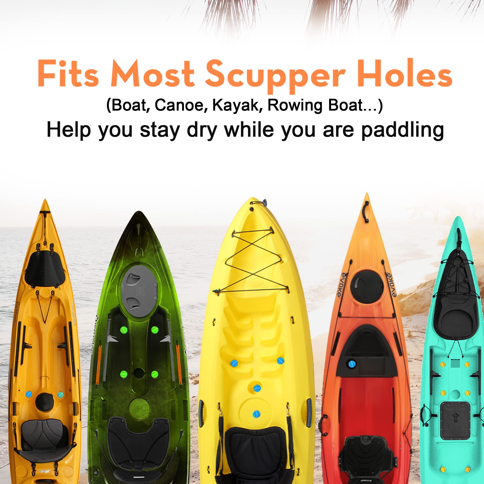 Canalhout 12 Pieces Kayak Scupper Plug Kit Tpe Scupper Plugs Drain Holes Stopper Bung With Handle (Coral-12 Pieces-Small)