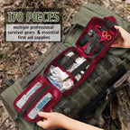 Abpir 170 Pcs Survival Kits, Survival First Aid Kit, Trauma Kit With Essential Survival Gear Emergency Medical Supplies For Hiki