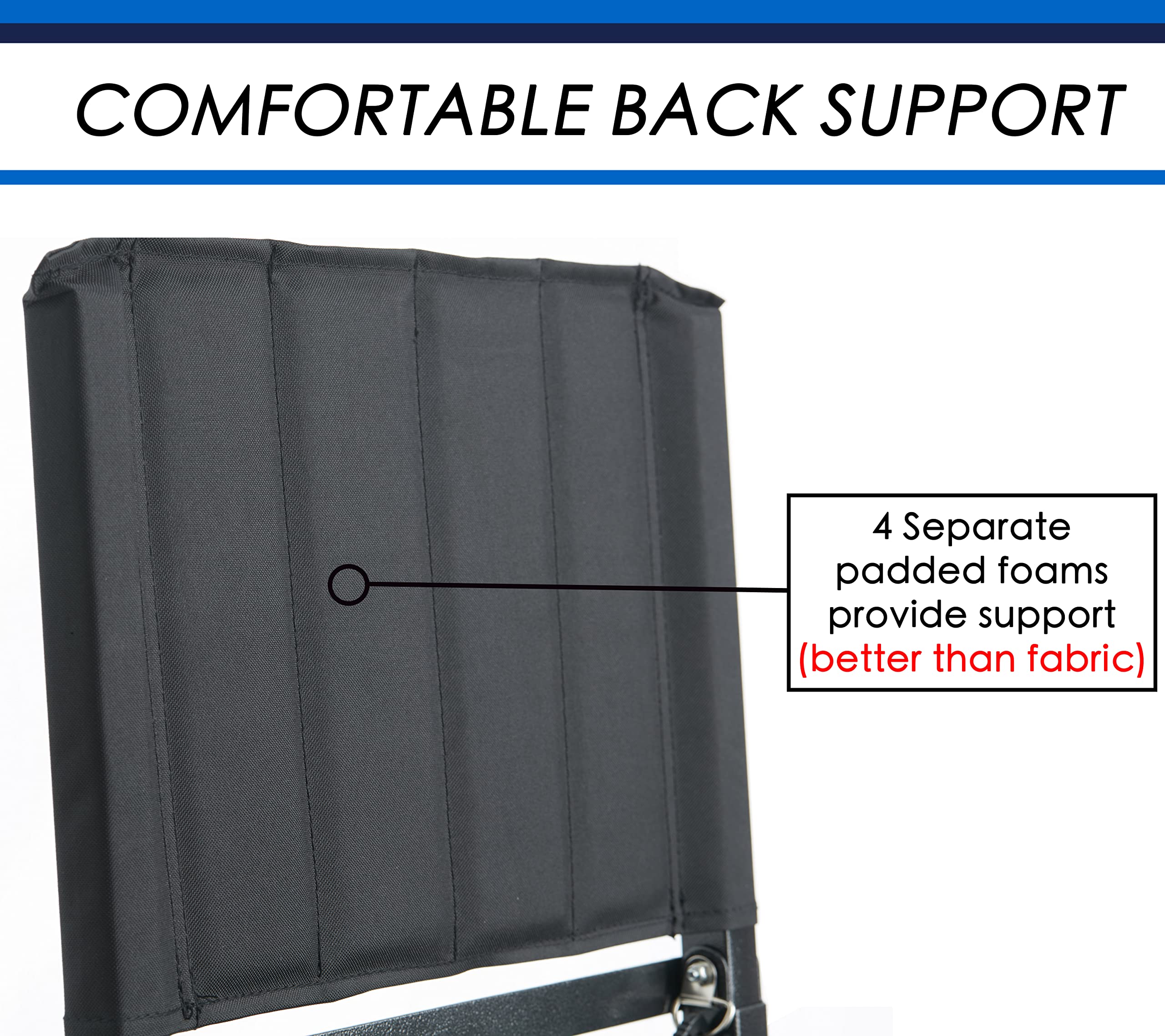 SPORT BEATS Stadium Seats with Back Support Bleacher Chairs with Back and Cushion Thick Padded Bleacher Seats Includes Shoulder