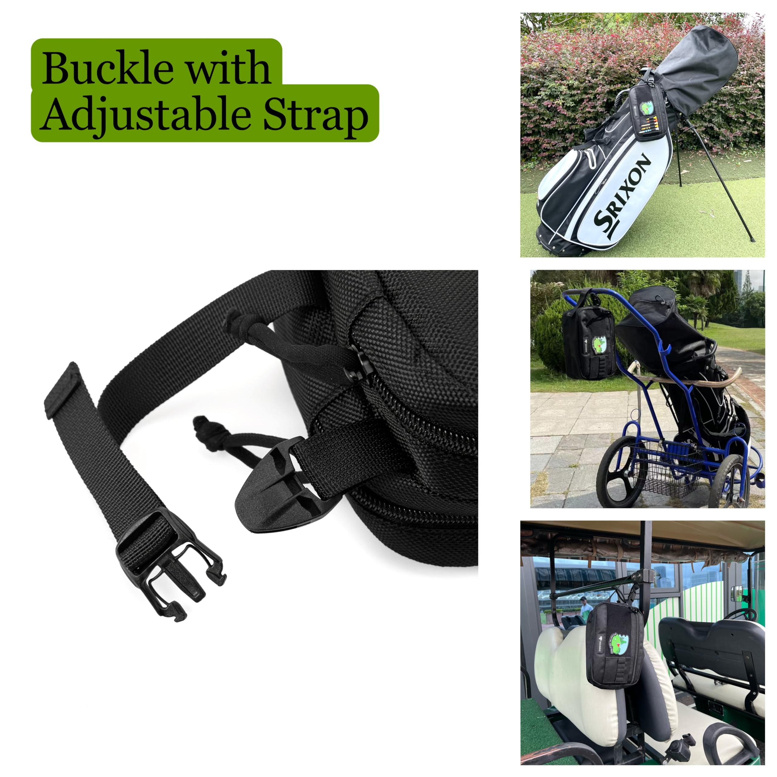 Golf Pouch Bag For Balls Accessories Valuables  Customizable With Hook-And-Loop Panel  Ideal Golfer Gift, Includes Tee-Holder An