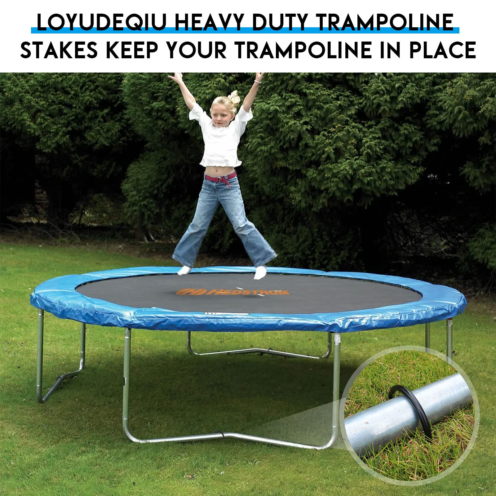 Trampoline Stakes High Wind 12 Inch, Heavy Duty Trampoline Anchors 8Pcs With T-Hook, U Shape Galvanized Steel Wind Stakes For Tr