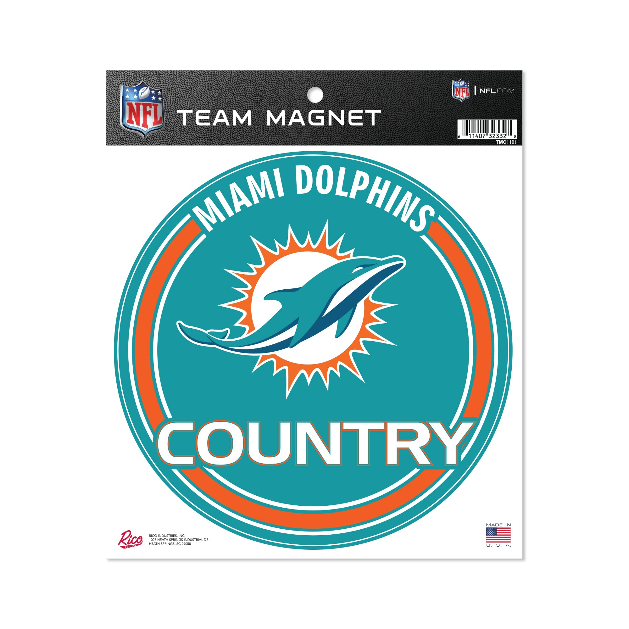 Rico Industries Nfl Miami Dolphins 8'' Round Magnet