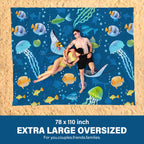 Famstar Beach Blanket Oversized Extra Large78 X110,Waterproof Sandproof Beach Blanket 2-8 Adults Lightweight Durable For Travel