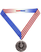 Decade Awards' 2Nd Place Silver Medal - Large Metal Award Medals With Stars & Stripes American Flag V Neck Ribbon - Perfect For
