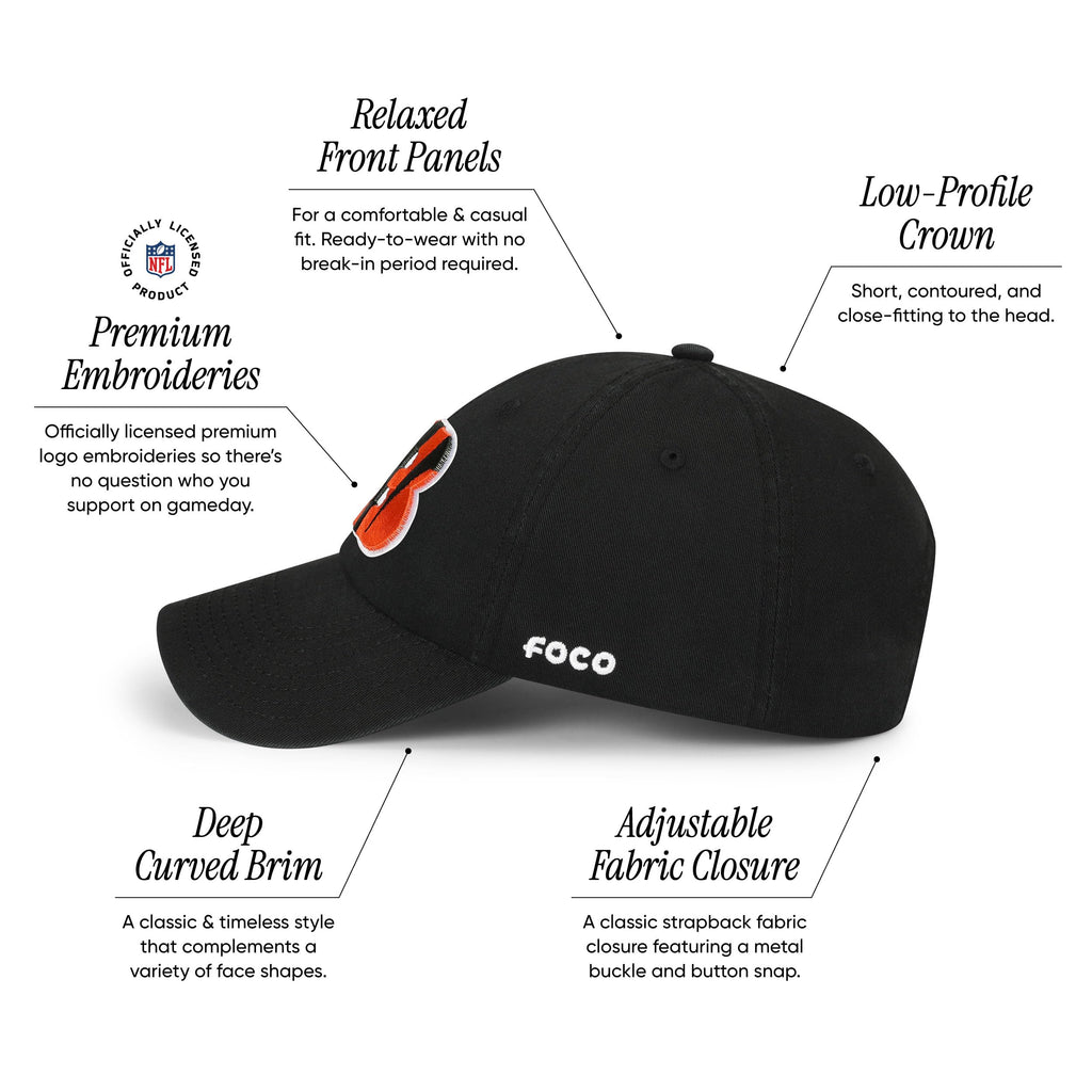 Foco Men'S Cincinnati Bengals Cap Nfl Logo Casual Hat, Team Color