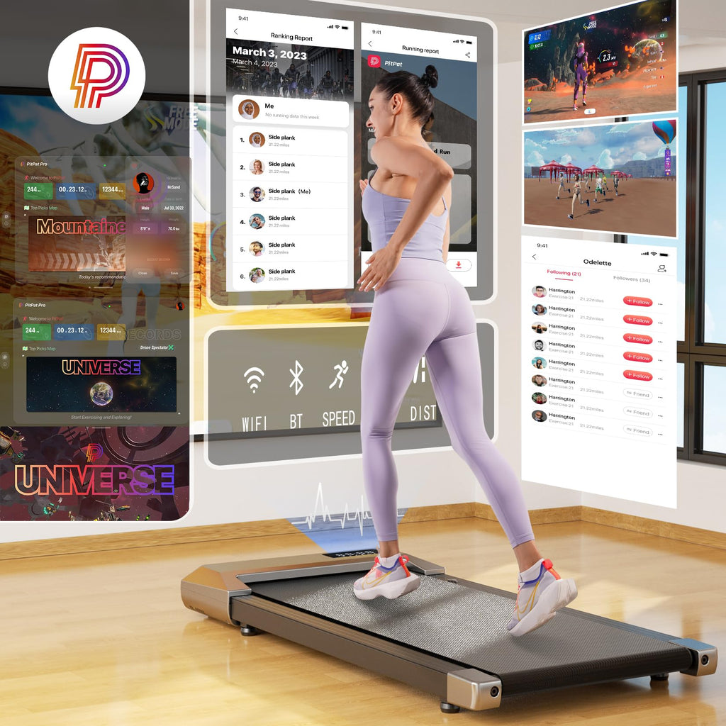 Deerrun Walking Pad, 2025 Smart Under Desk Treadmill, Treadmills For Home/Office, 2 In 1 Walking Pads Treadmill With Led Dispaly