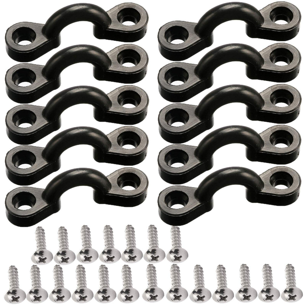 Borogo Kayak Pad Eye Kit, 10Pcs Nylon Bungee Deck Loops Tie Down Pad Eye With 20 Screws For Boat Kayak Deck Rigging Kit