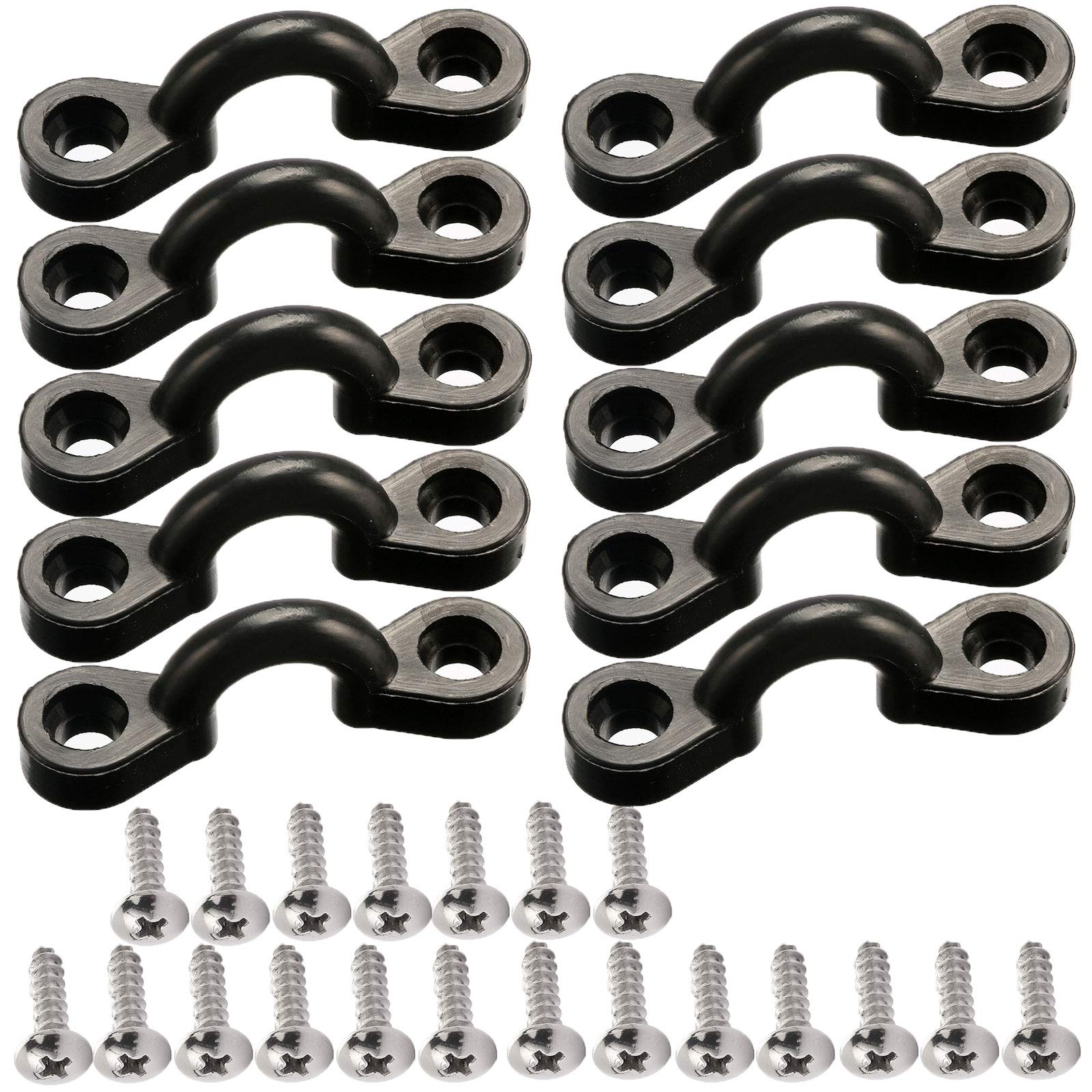 Borogo Kayak Pad Eye Kit, 10Pcs Nylon Bungee Deck Loops Tie Down Pad Eye With 20 Screws For Boat Kayak Deck Rigging Kit