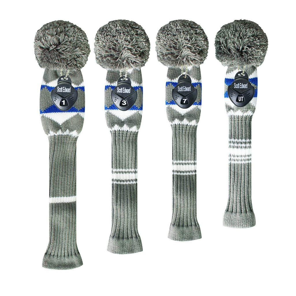 Scott Edward Alien Planet Pattern Style Golf Club Head Covers, Acrylic Yarn Double-Layers Knitted, With Rotatable Number Tags Se