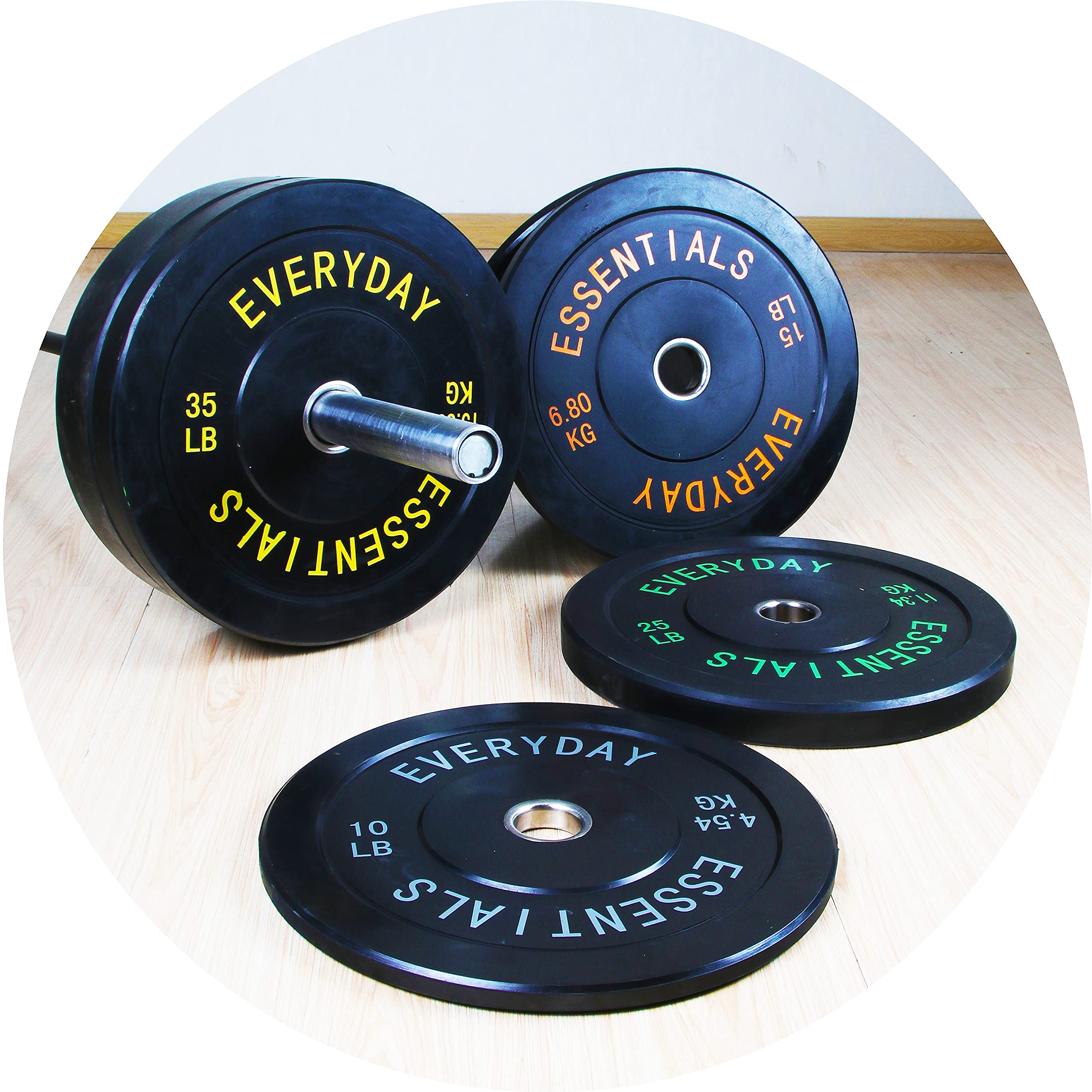 Fitvids Color Coded Olympic Bumper Plate Weight Plate W Steel Hub, Single, Black