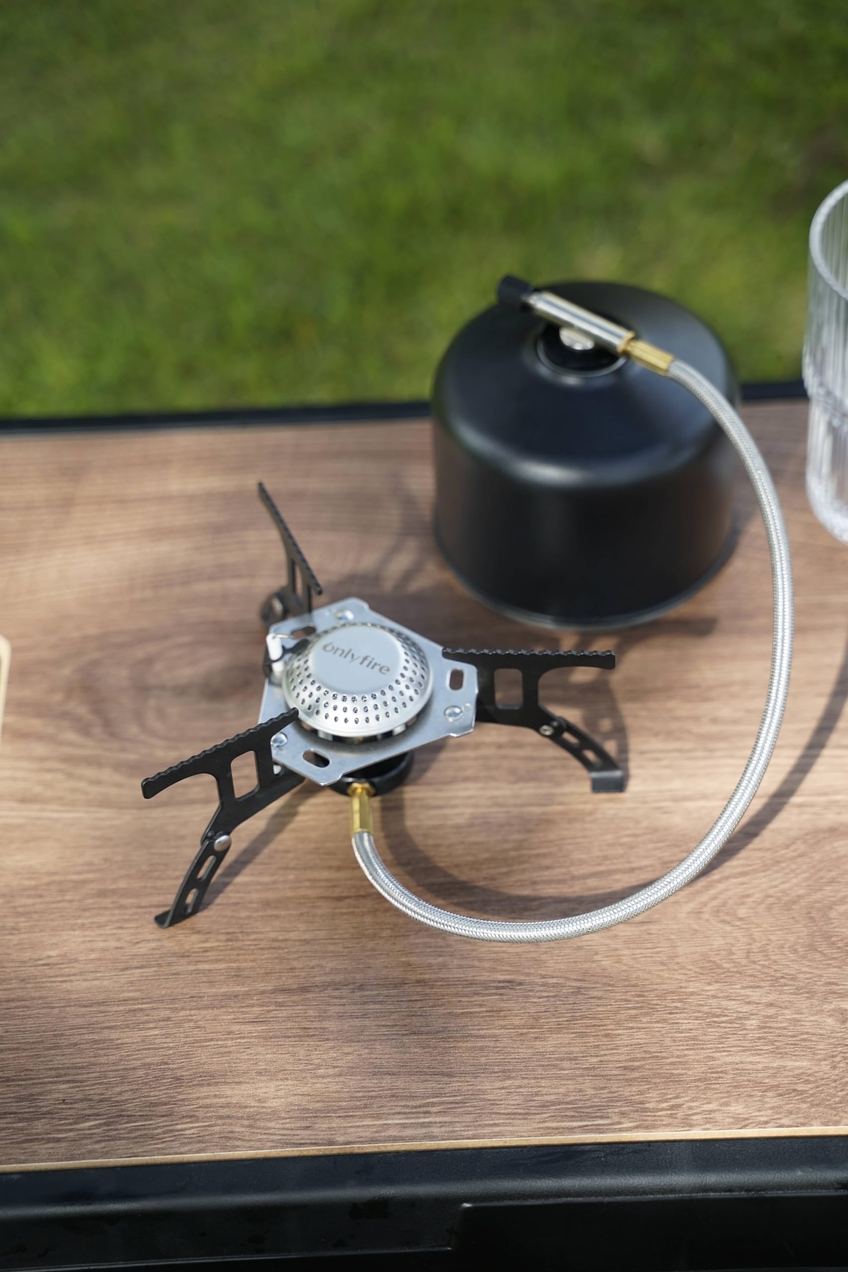 Onlyfire Portable Camping Gas Stove, Small Camping Stove With Piezo Ignition, 1Lb Propane Tank Adapter, Mini Camp Stove With Car