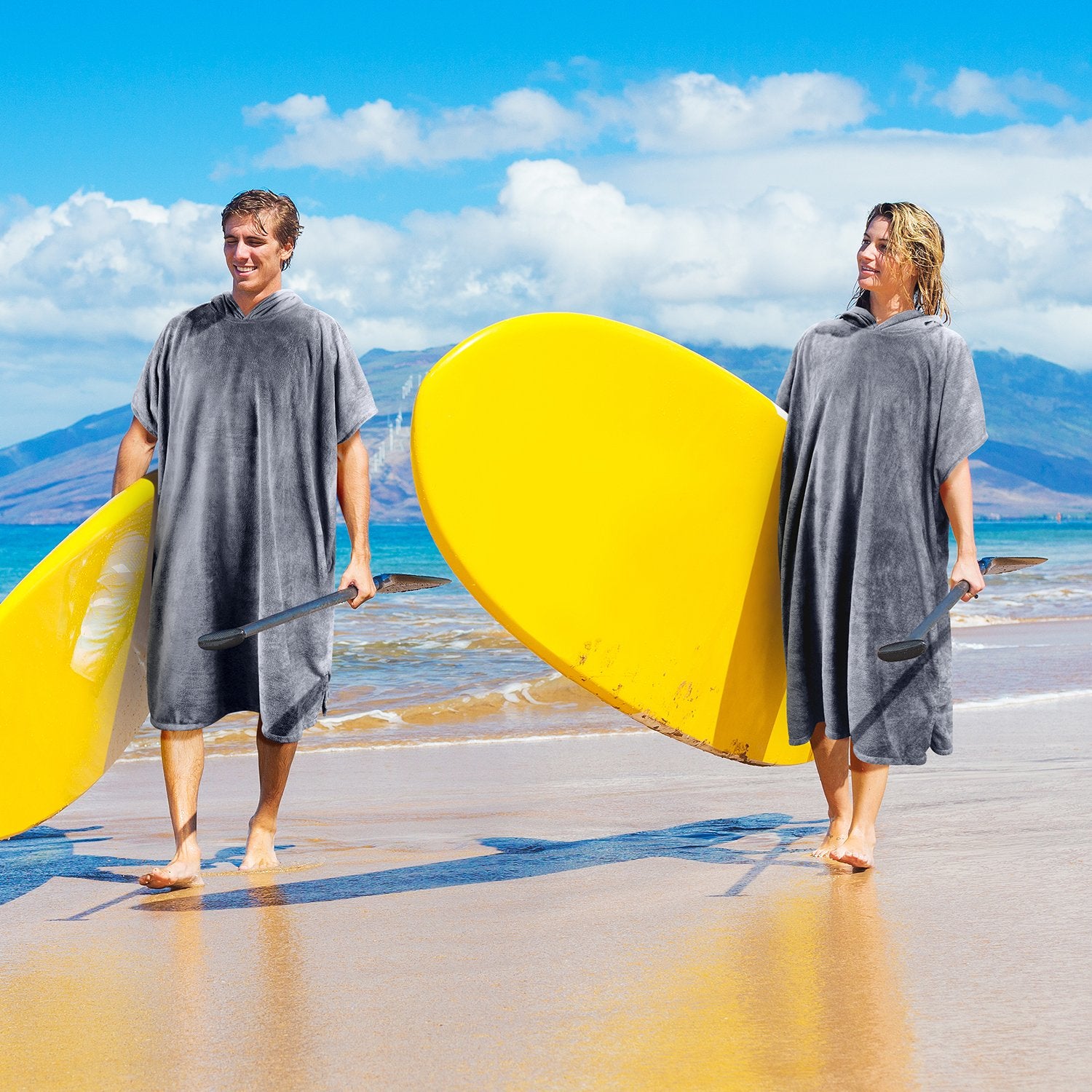 Catalonia Hooded Surf Towel Poncho, Super Water Absorption Thick Microfiber Beach Sand-Proof Wetsuit Changing Robe For Adults Me