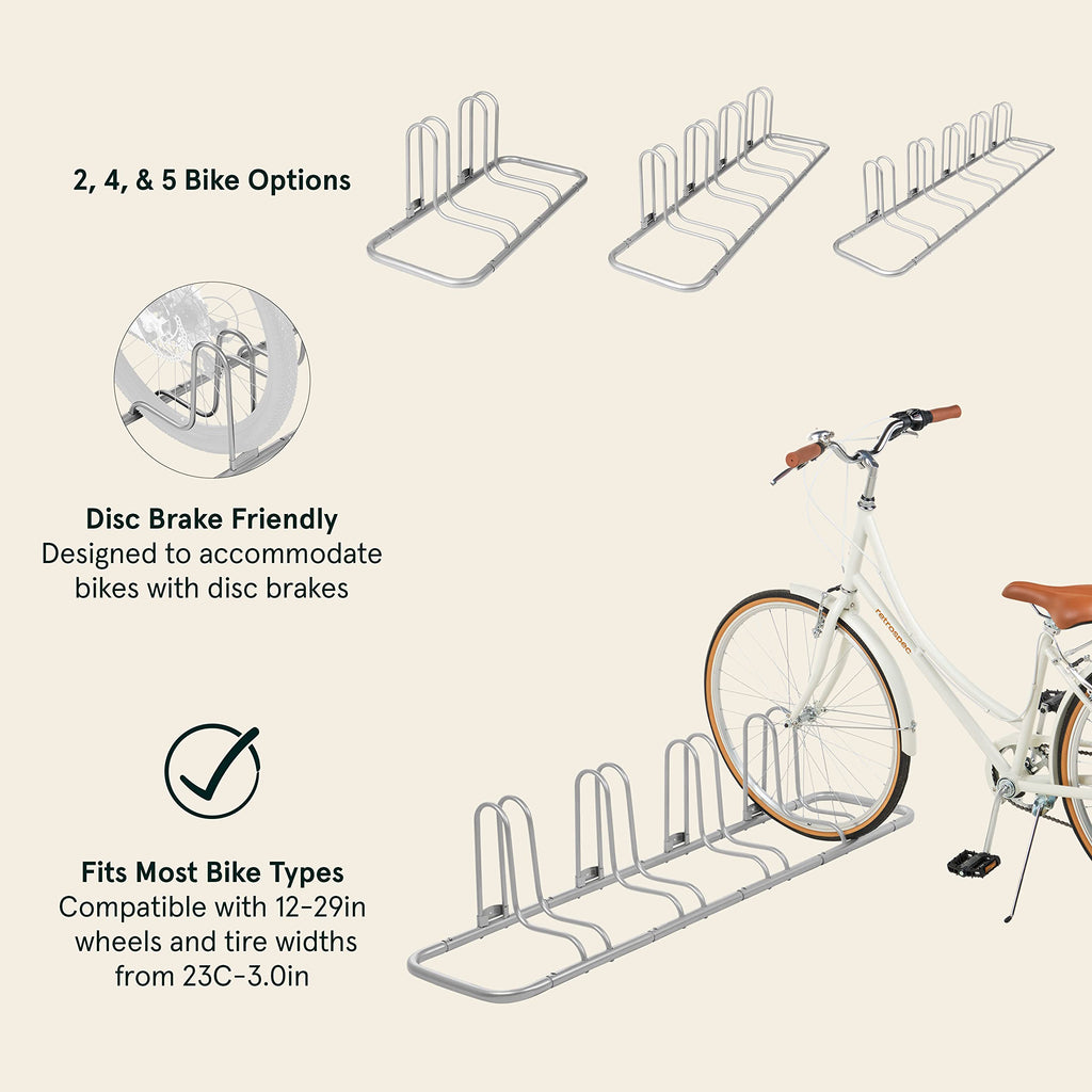 Retrospec Stash Rack 4 Bike Floor Stand Bicycle Storage Organizer, Grey (3501)