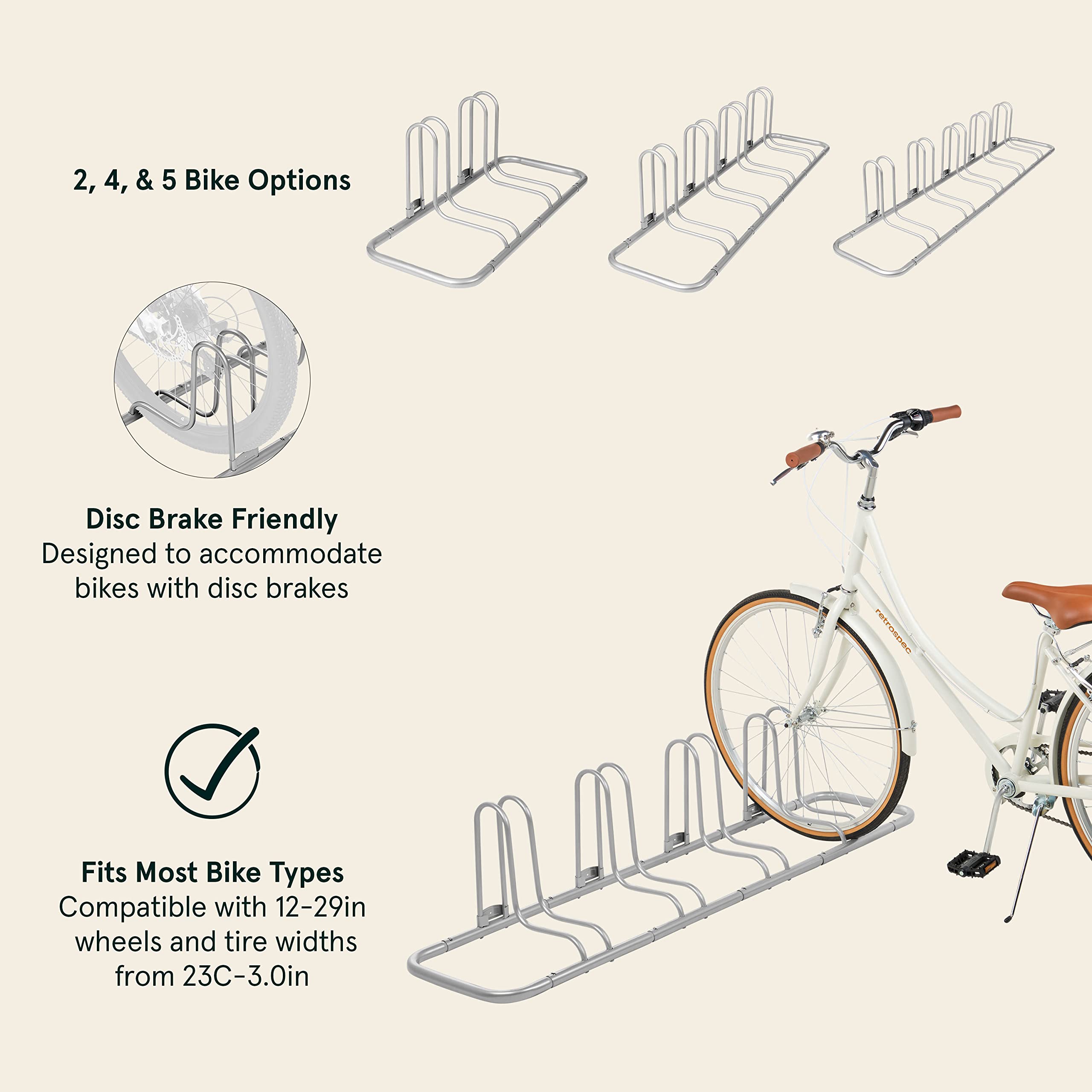 Retrospec Stash Rack 4 Bike Floor Stand Bicycle Storage Organizer, Grey (3501)
