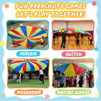 Sonyabecca Parachute, Play Parachute 16Ft With 12 Handles For Kids Cooperation Group Play