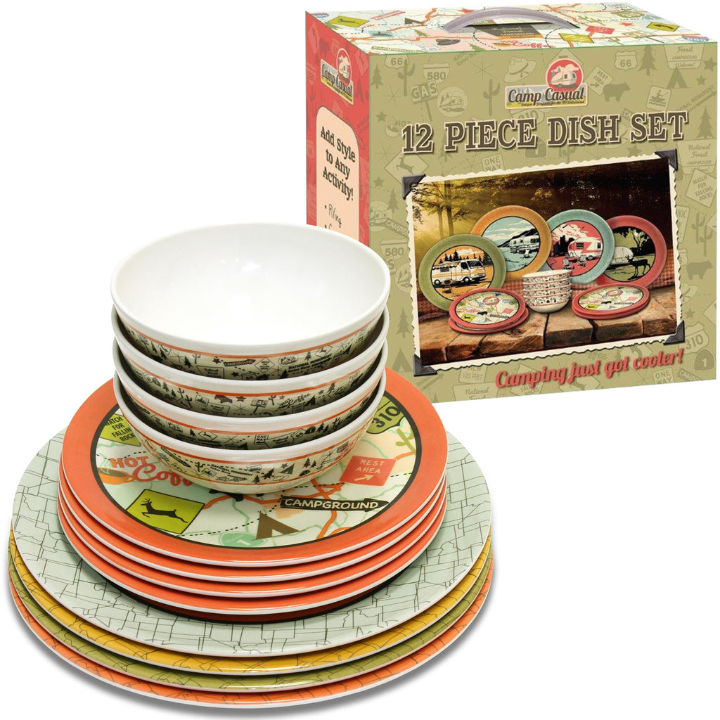 Melamine Plates & Bowls Set - 12-Piece Dish Set For Indoor & Outdoor Dining - Bpa Free, Top Shelf Dishwasher Suitable Dinnerware