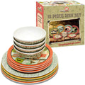 Melamine Plates & Bowls Set - 12-Piece Dish Set For Indoor & Outdoor Dining - Bpa Free, Top Shelf Dishwasher Suitable Dinnerware