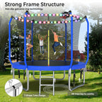 Lyromix Upgraded 8FT Trampoline for Kids and Adults, Large Outdoor Trampoline with Basketball,Stakes, Light, Sprinkler,Basketbal