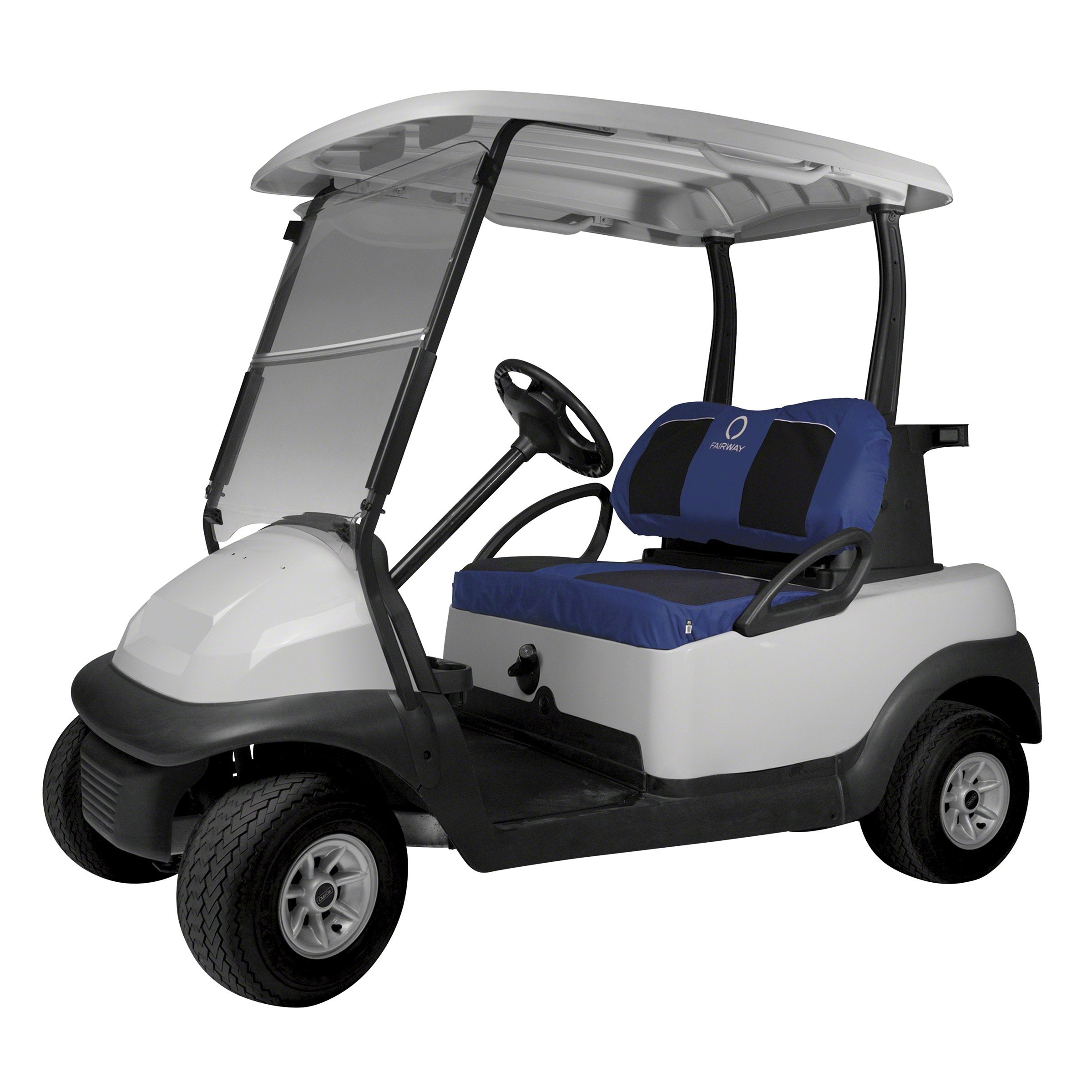 Classic Accessories Fairway Neoprene Paneled Golf Cart Seat Cover, Navy News/Black
