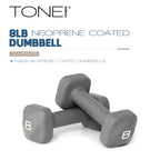 Tone Fitness 8 lb Neoprene Dumbbell Pair for Home Workouts - Non-Slip Design - Gray