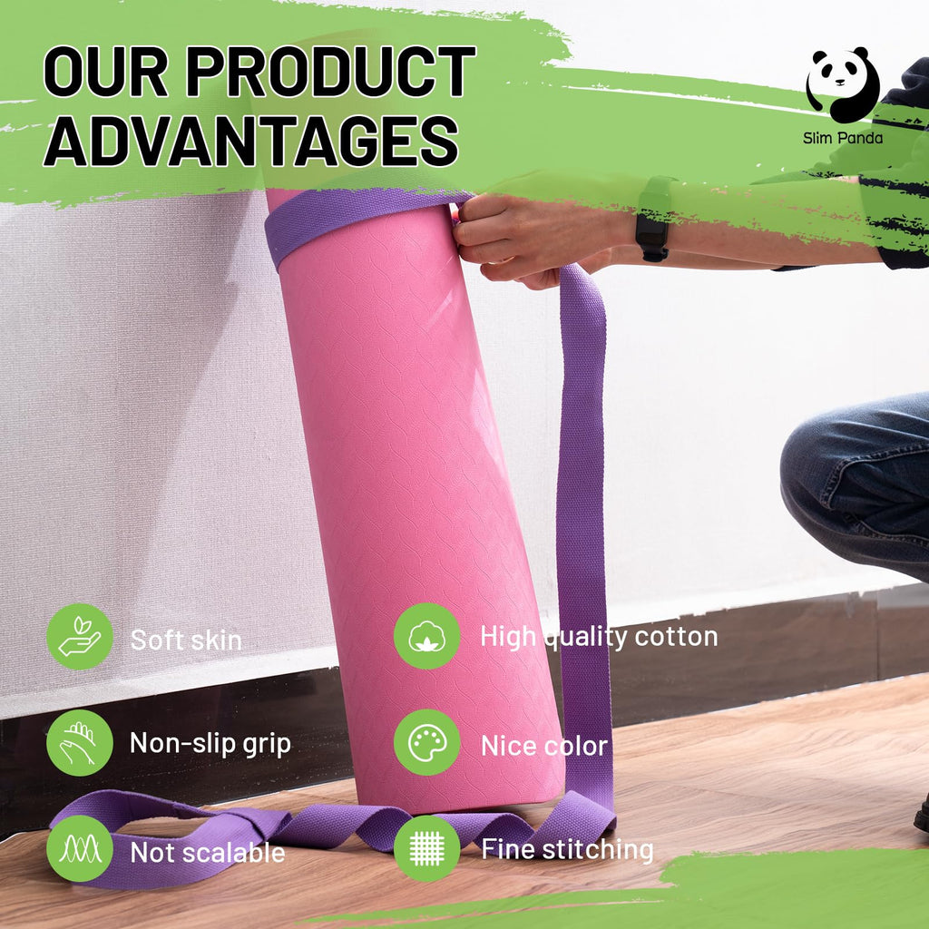 Slim Panda Yoga Mat Straps For Carrying,Adjustable Yoga Mat Carrier, Yoga Mat Sling(Yoga Mat Not Included)(Purple 2.3M)