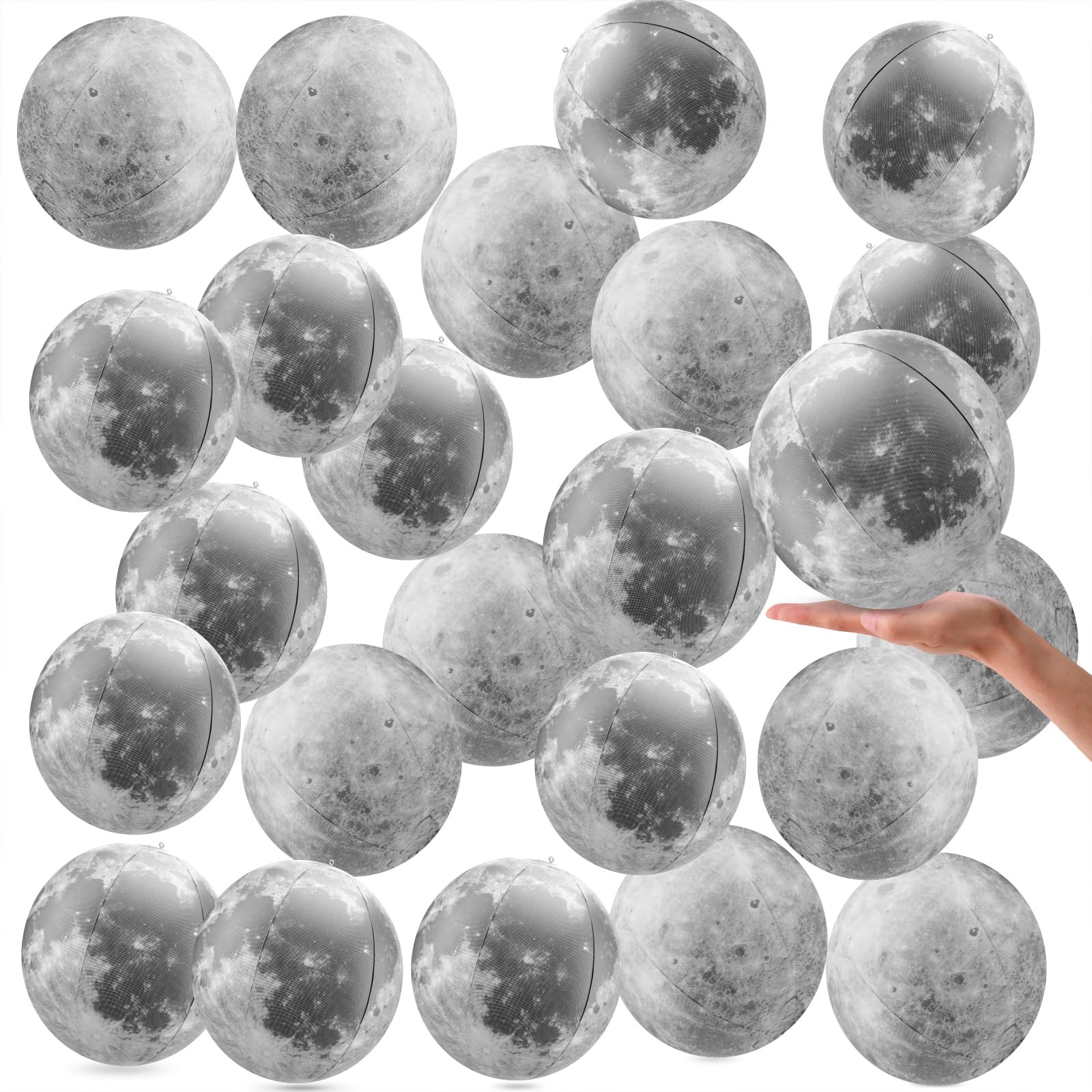 Shappy 20 Packs Moon Inflatable PVC Ball Bulk - Gray Moon Shape Science Teaching Aids Planet Beach Ball for Kid Birthday Party C